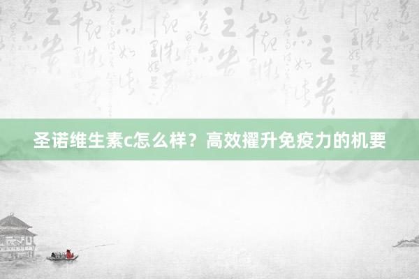 圣诺维生素c怎么样？高效擢升免疫力的机要