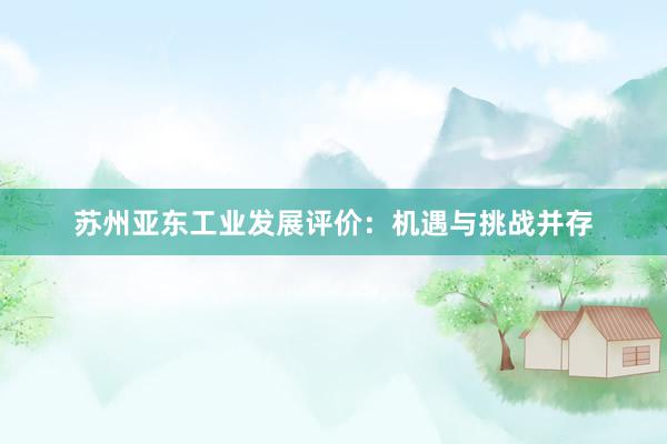 苏州亚东工业发展评价：机遇与挑战并存