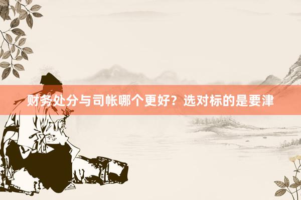 财务处分与司帐哪个更好？选对标的是要津